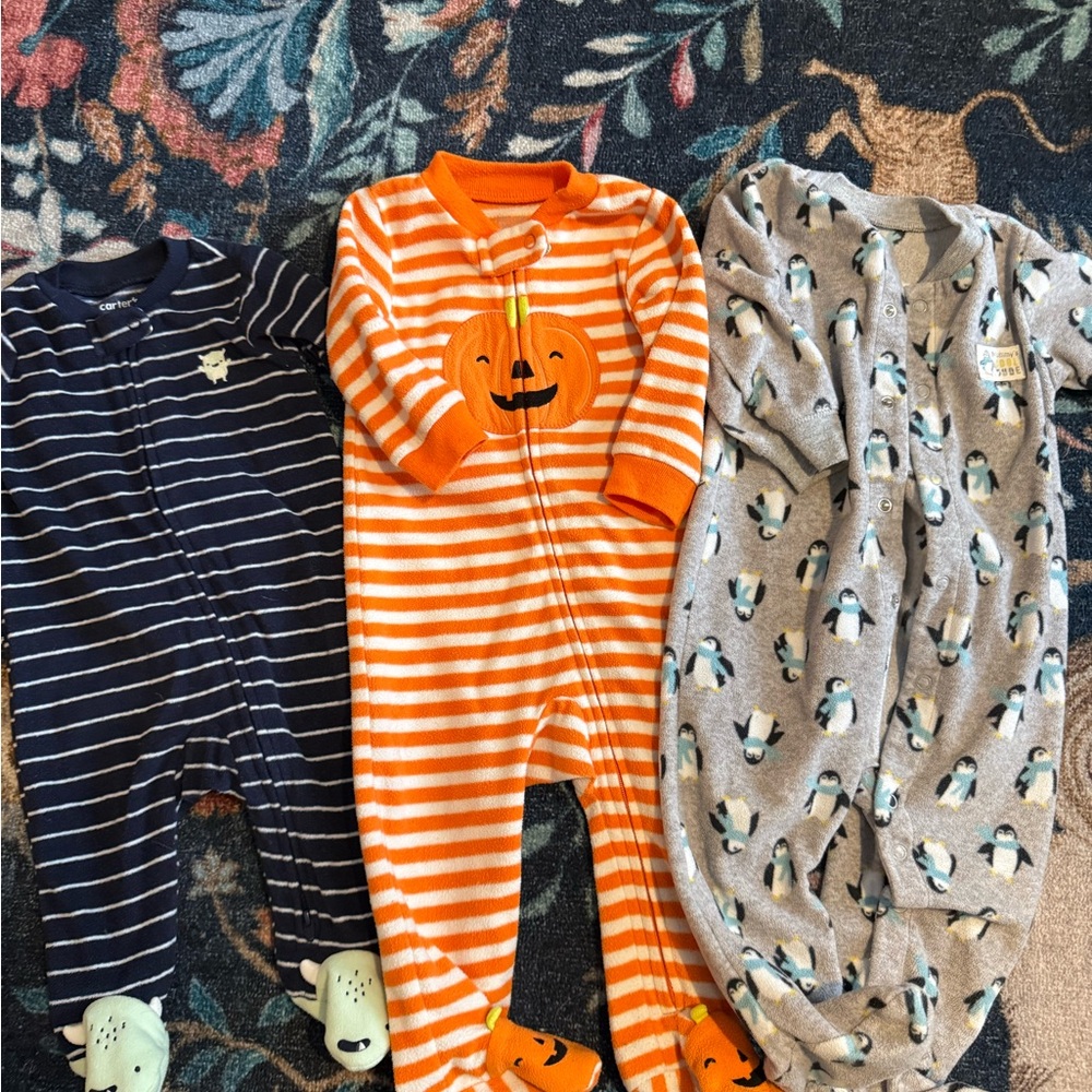 Three Baby Fleece PJs | 3 to 9 months